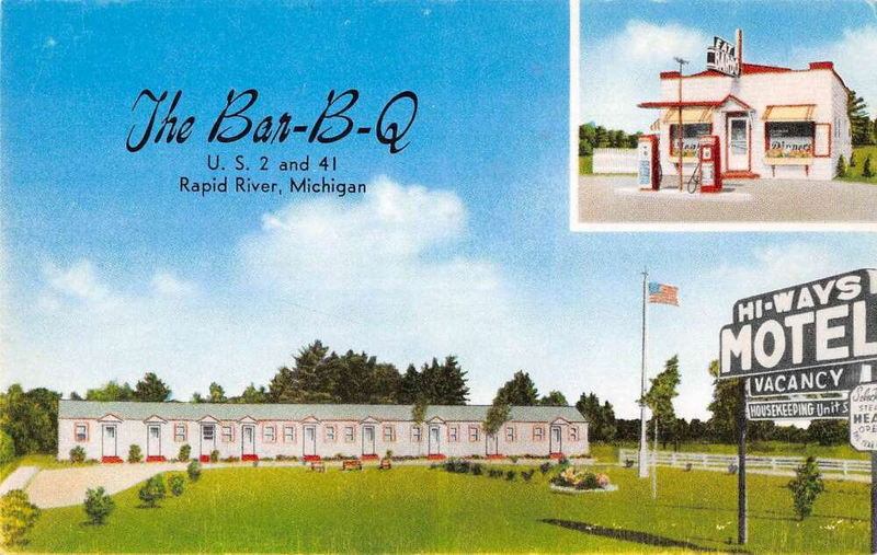 Hi-Ways Motel and Bar-B-Que Restaurant - Vintage Postcard